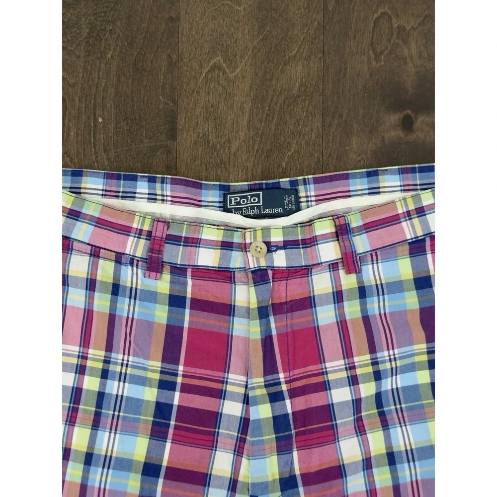 Vintage‎ Polo Ralph Lauren Shorts Mens Size 35W Colorful Plaid 100% Cotton Y2K